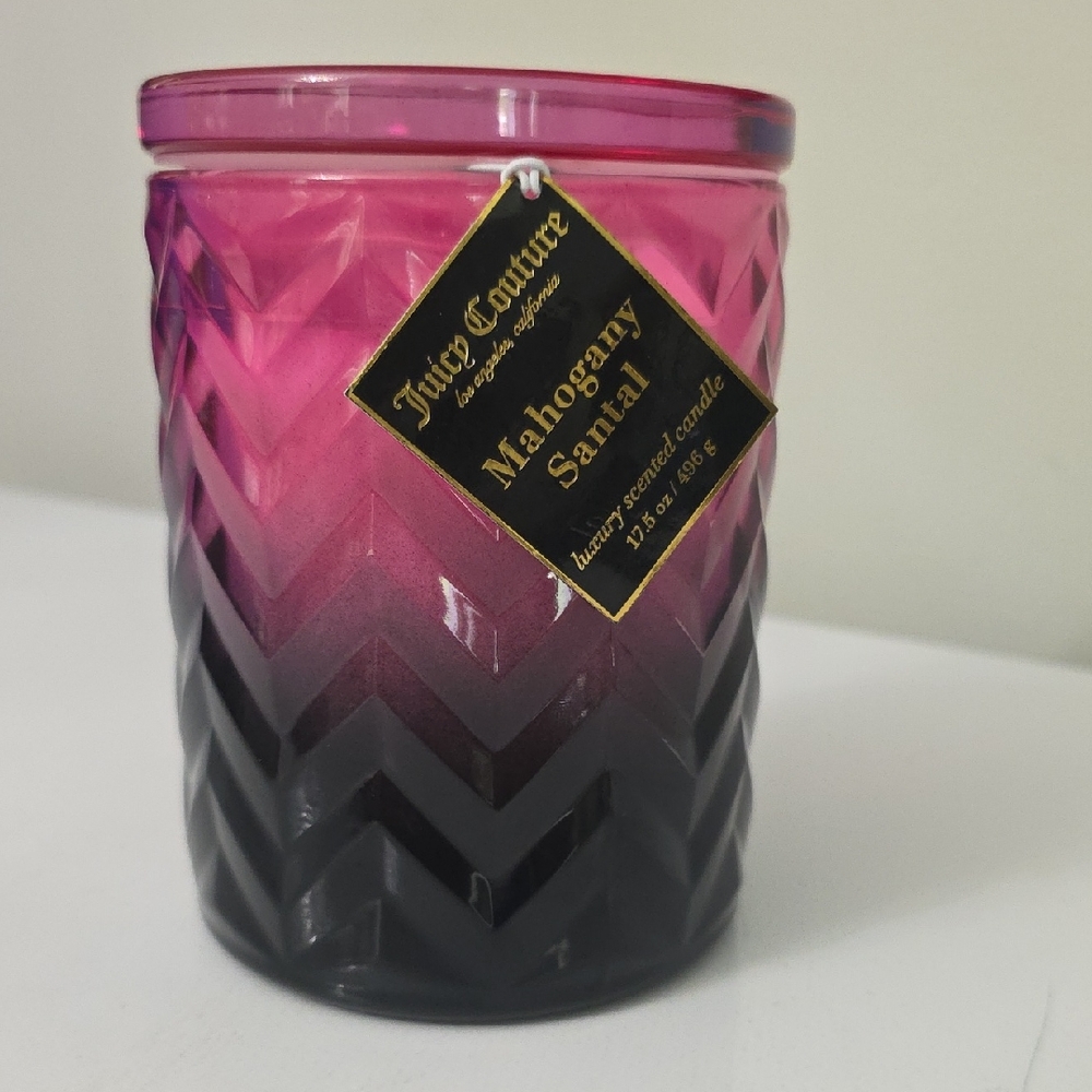 Juicy Couture Ombre Pink to Black Chevron Glass Scented Candle